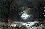 Famous Winter Paintings - A Moonlit Winter Landscape